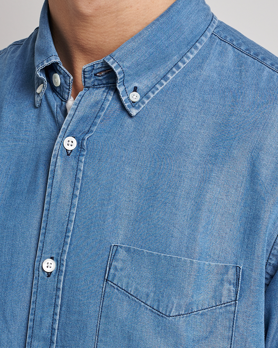 Herr | Skjortor | NN07 | Levon Tencel Denim Shirt Light Blue