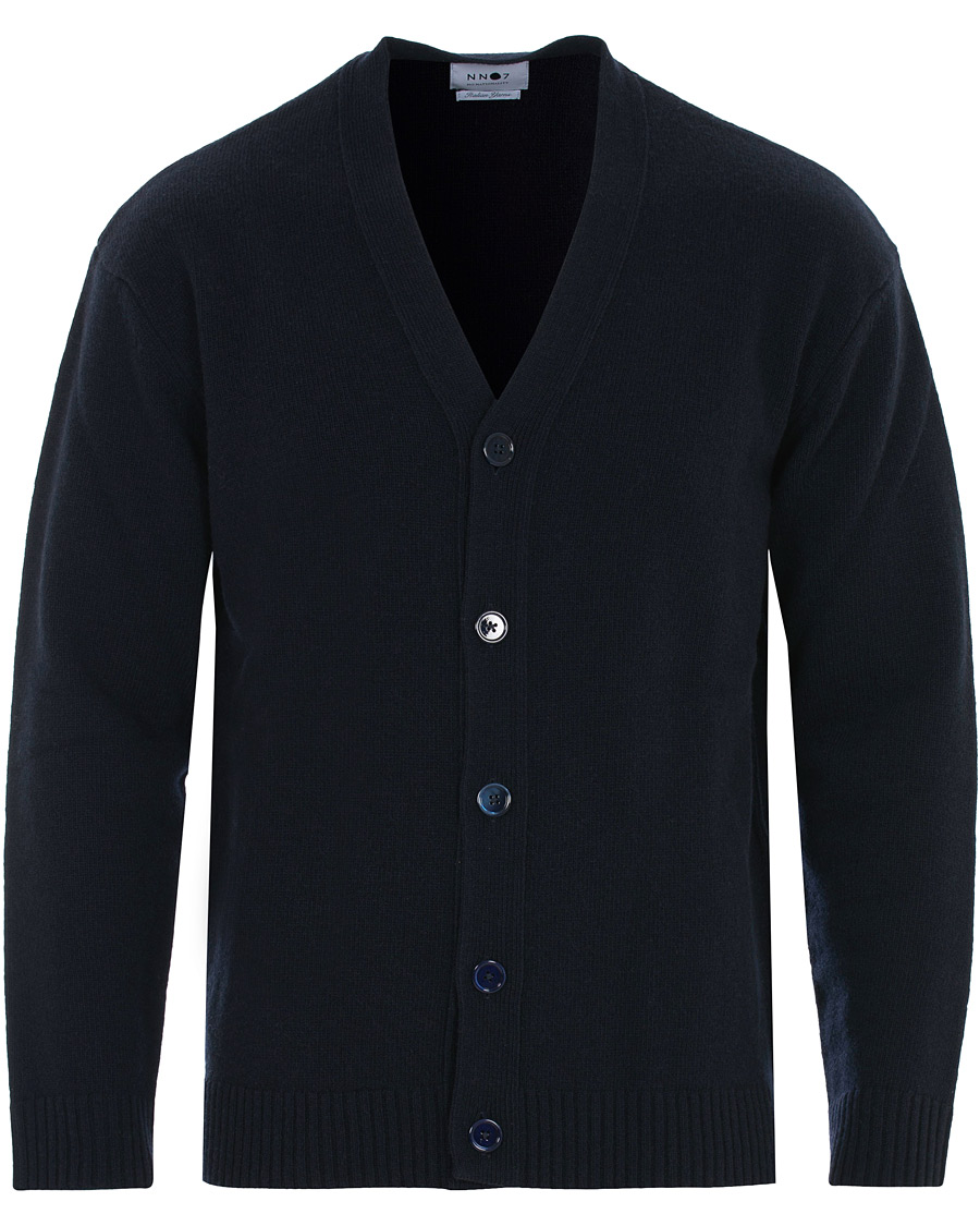 Herr | Tröjor | NN07 | Bjorn Wool Cardigan Navy Blue