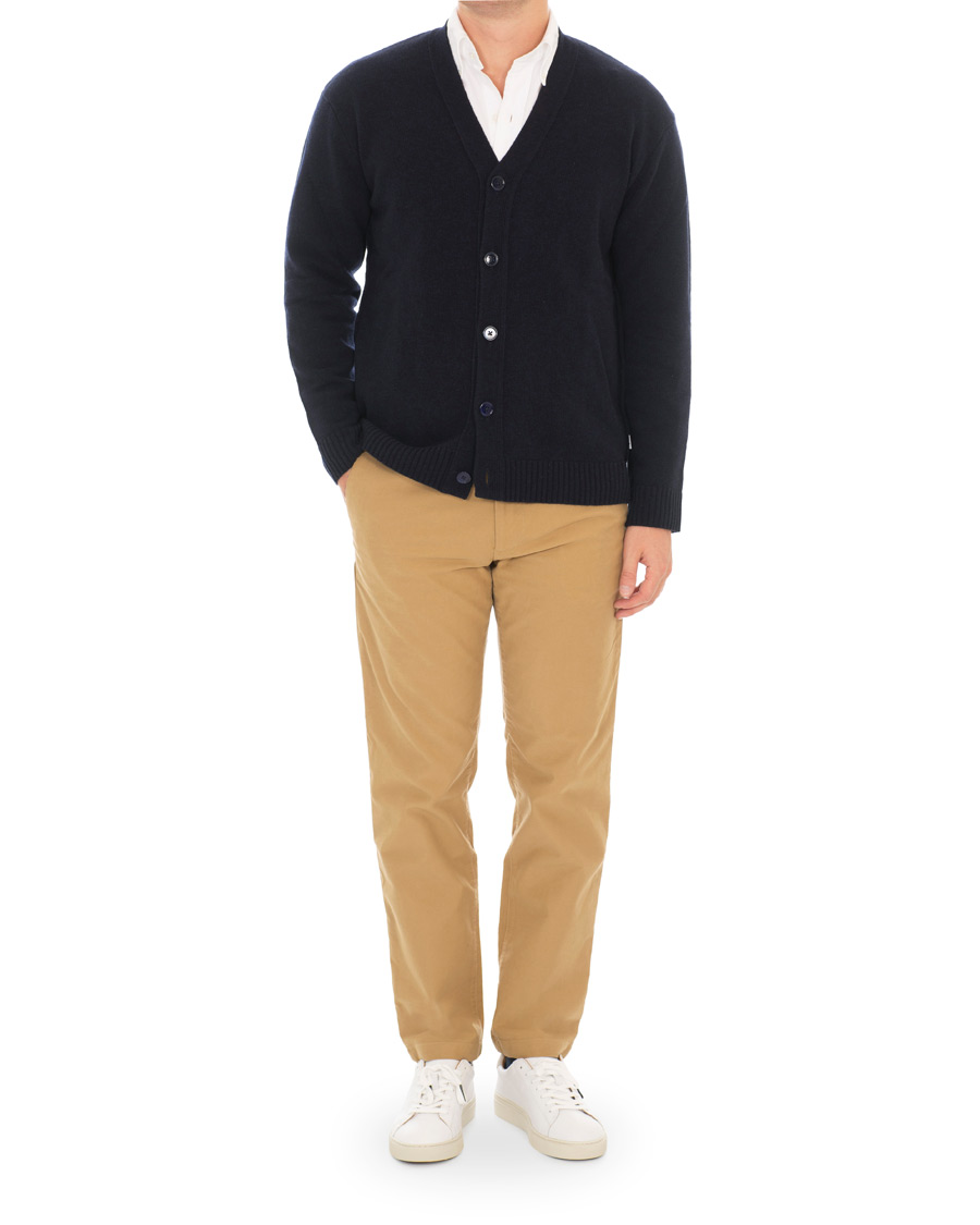 Herr | Tröjor | NN07 | Bjorn Wool Cardigan Navy Blue