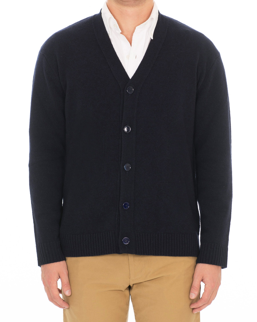 Herr | Tröjor | NN07 | Bjorn Wool Cardigan Navy Blue