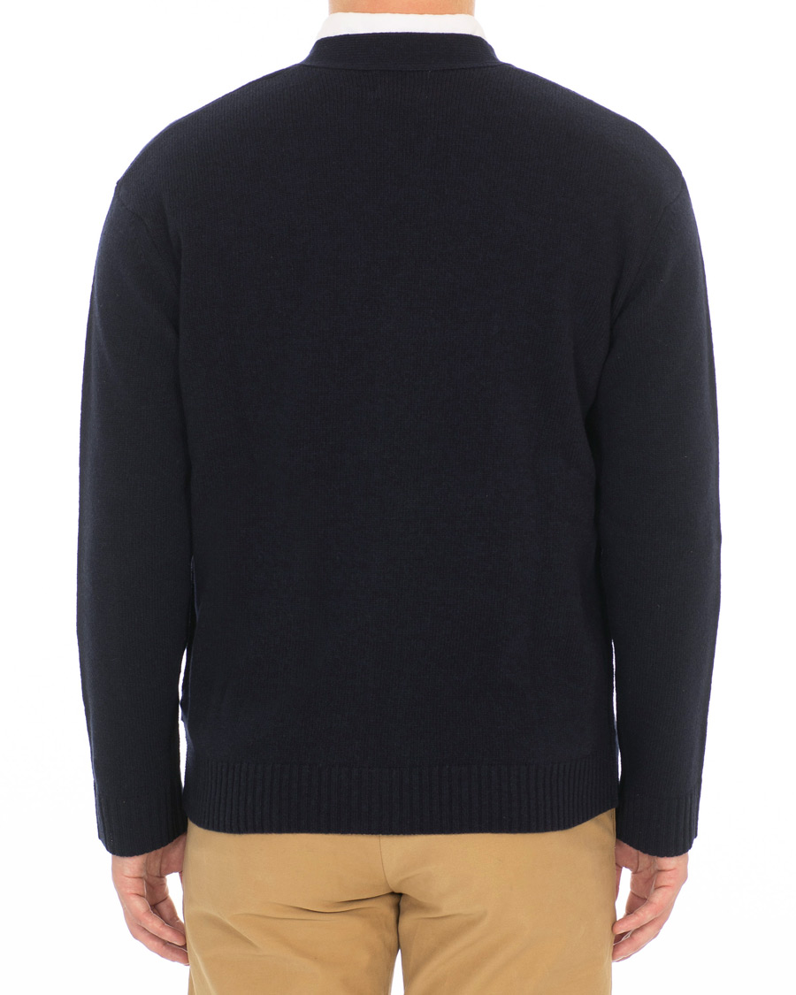 Herr | Tröjor | NN07 | Bjorn Wool Cardigan Navy Blue