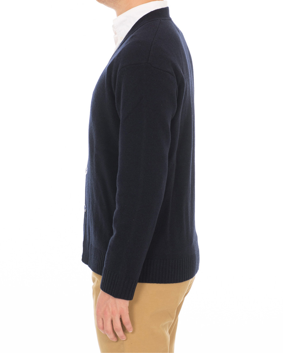 Herr | Tröjor | NN07 | Bjorn Wool Cardigan Navy Blue