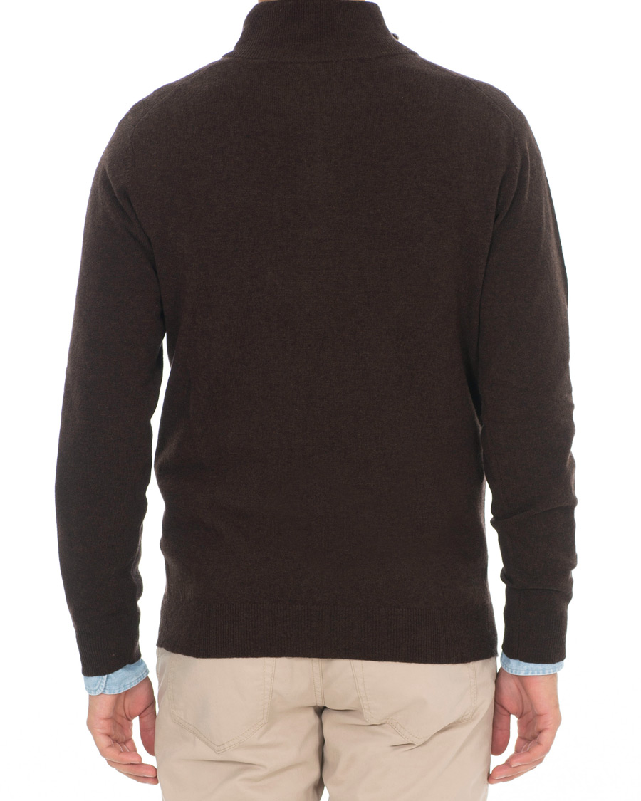 Herr | Tröjor | GANT | Lambswool Half Zip Dark Brown