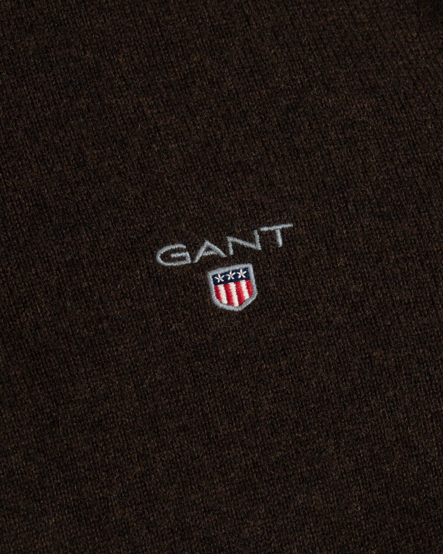 Herr | Tröjor | GANT | Lambswool Half Zip Dark Brown