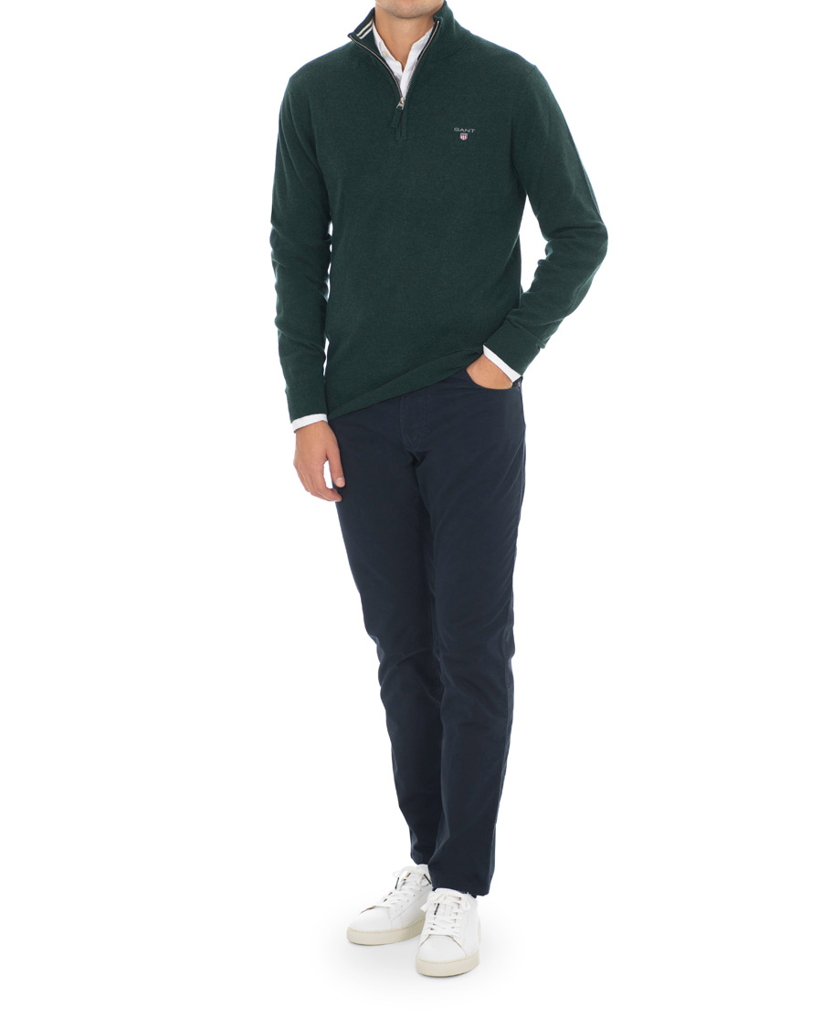 Herr | Tröjor | GANT | Lambswool Half Zip Tartan Green