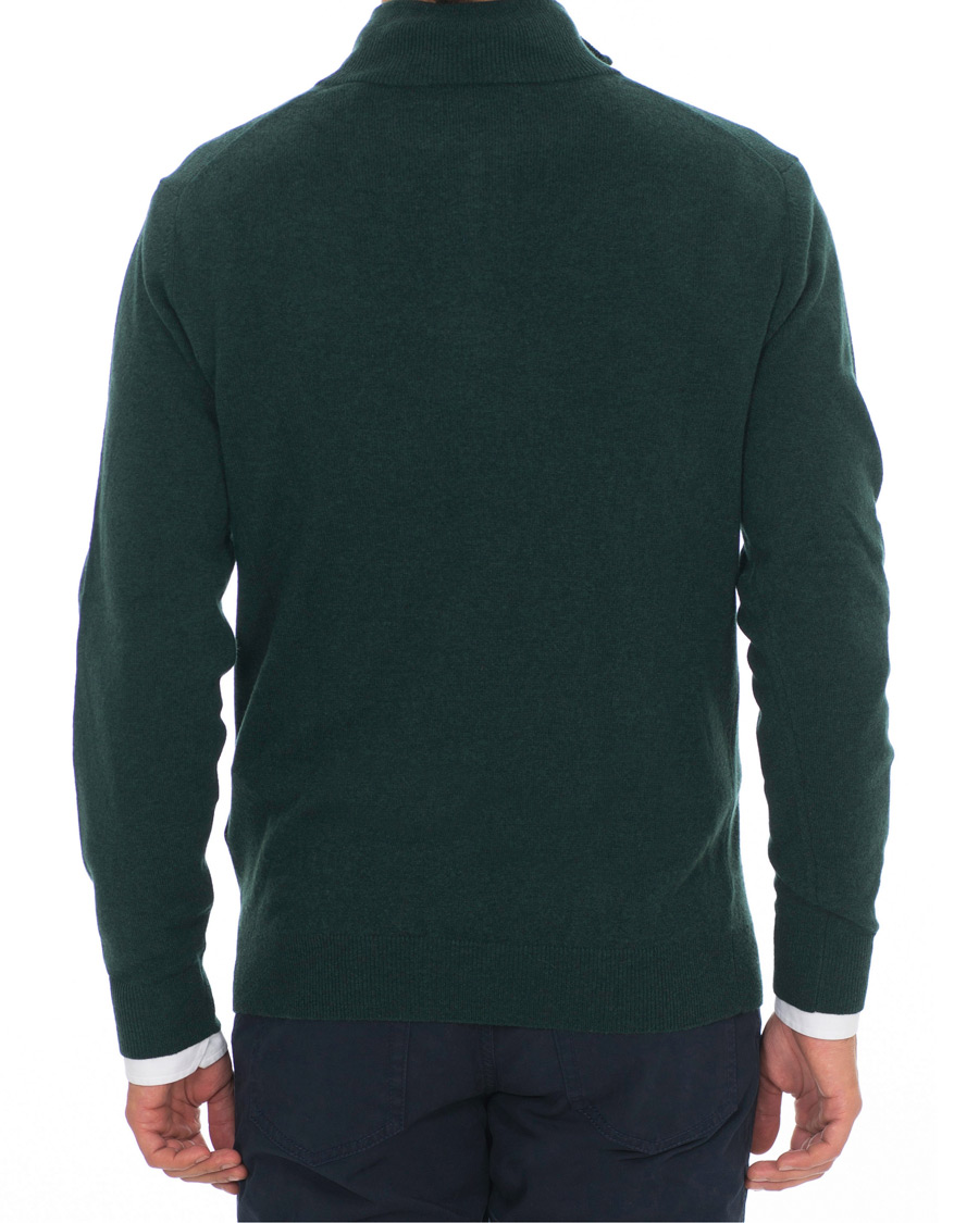 Herr | Tröjor | GANT | Lambswool Half Zip Tartan Green
