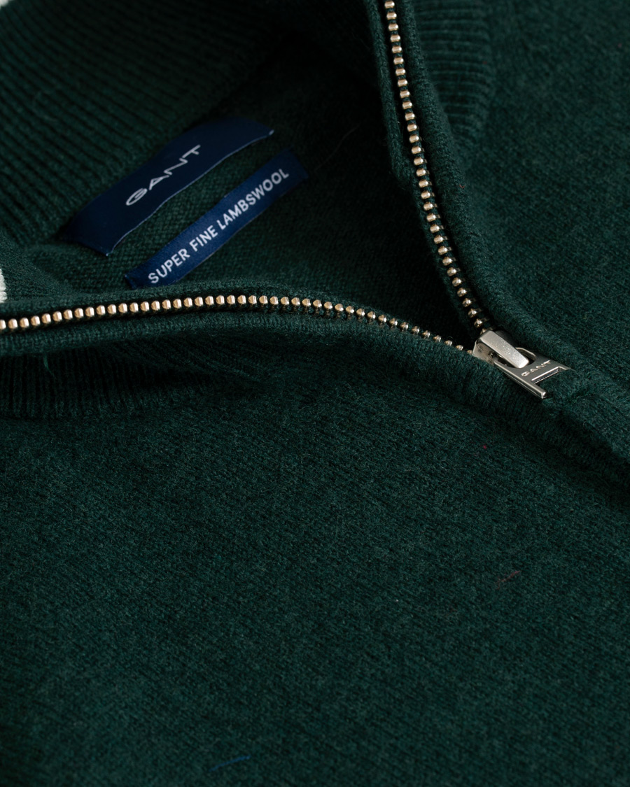 Herr | Tröjor | GANT | Lambswool Half Zip Tartan Green