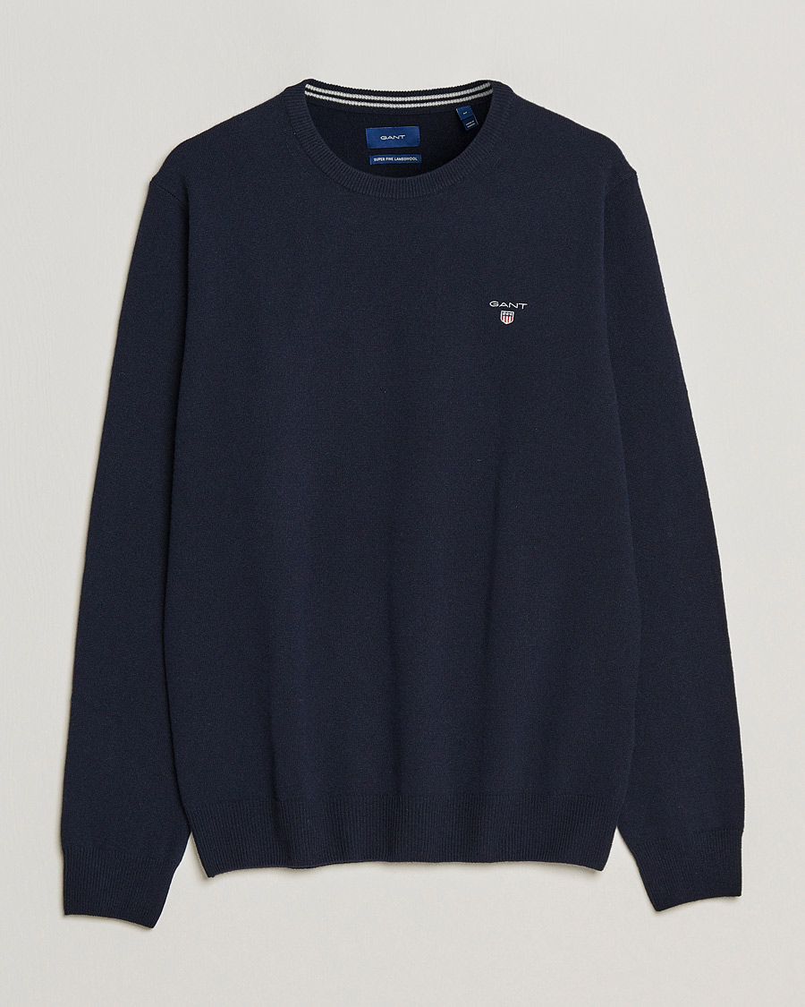 Herr | Tröjor | GANT | Lambswool Crew Neck Pullover Marine