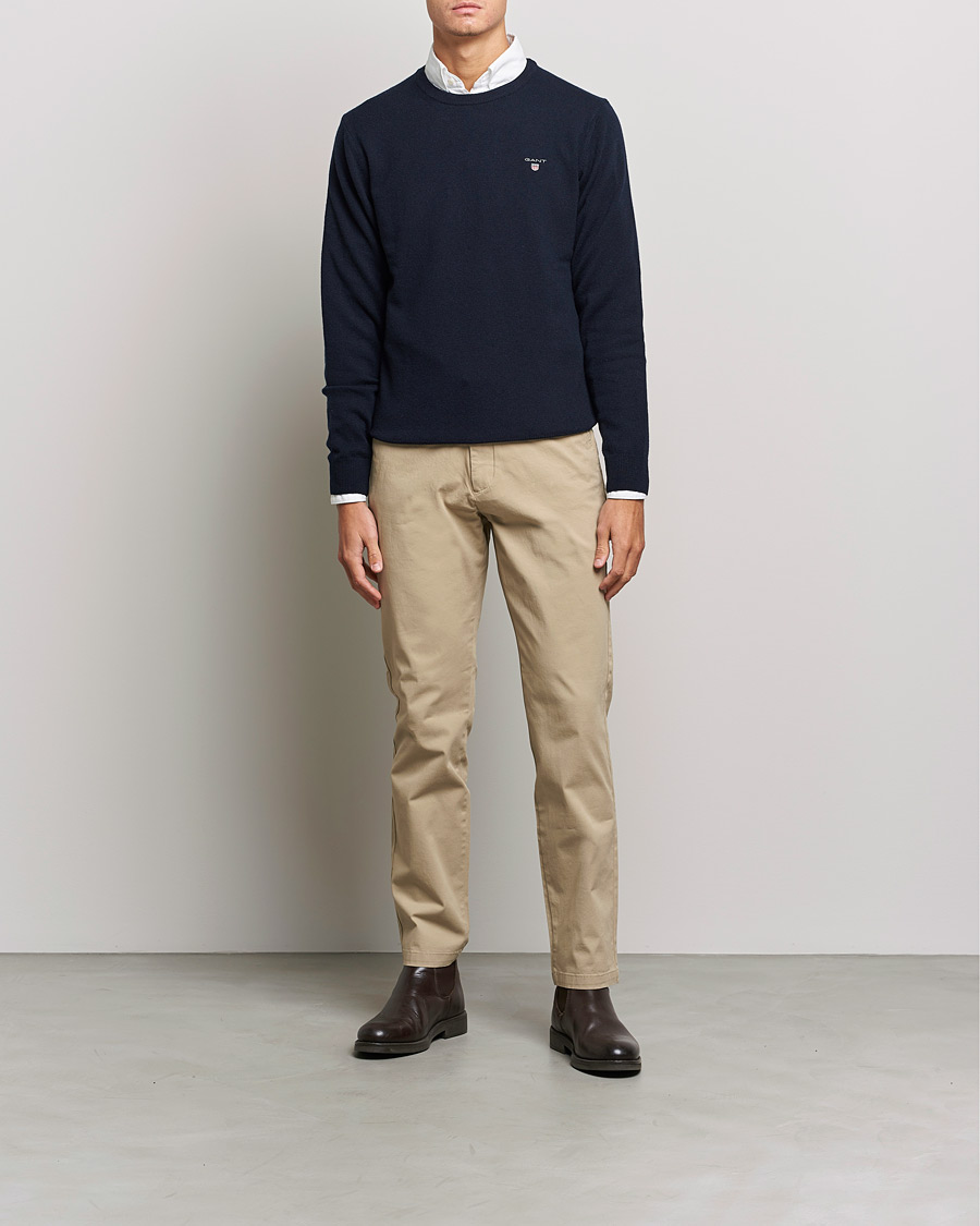 Herr | Tröjor | GANT | Lambswool Crew Neck Pullover Marine