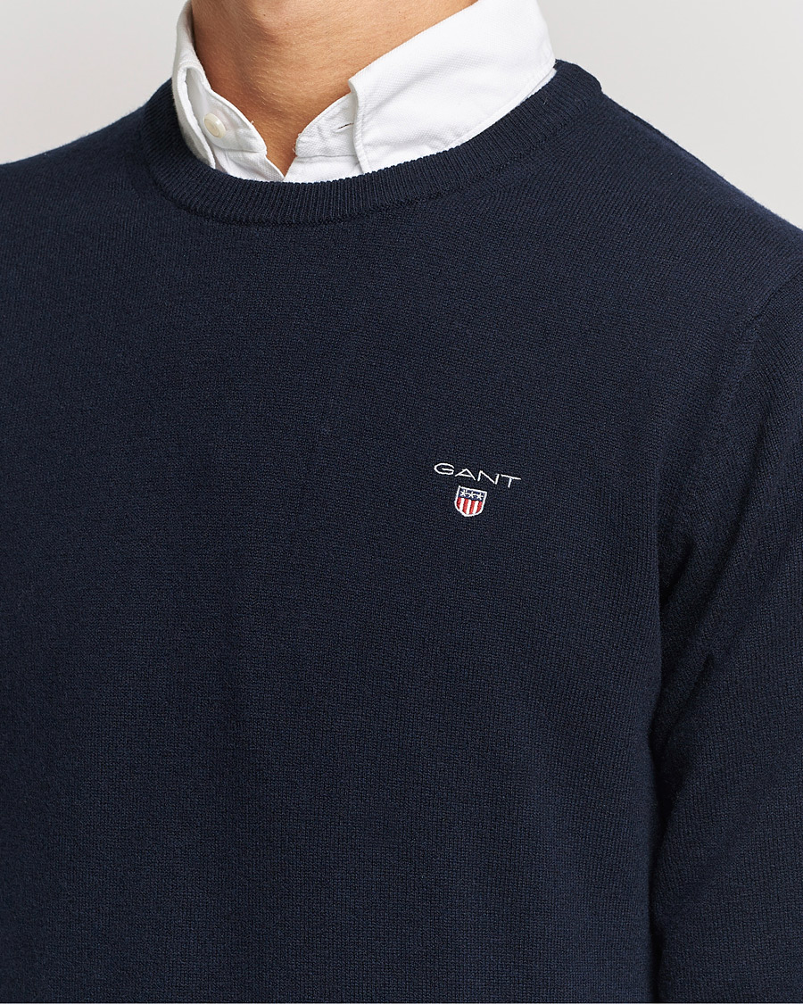 Herr | Tröjor | GANT | Lambswool Crew Neck Pullover Marine