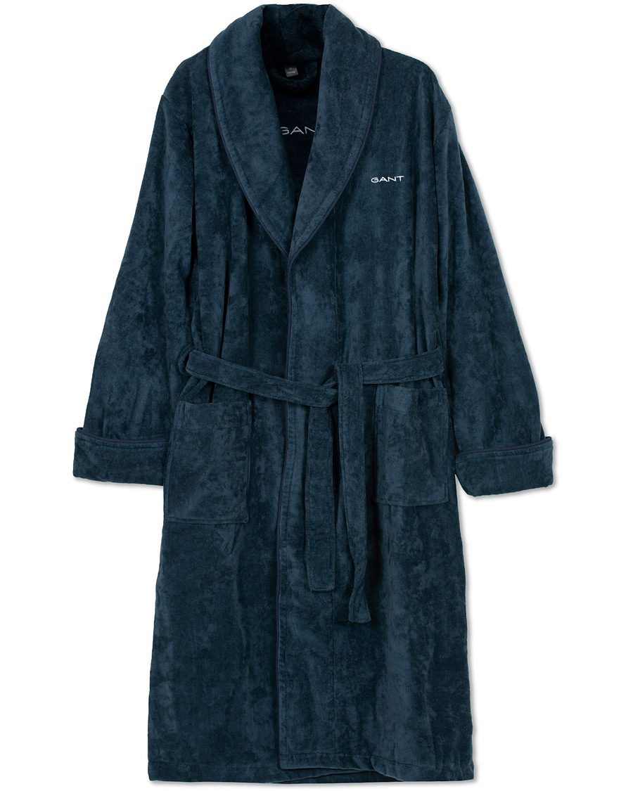 Herr | Pyjamas & Morgonrockar | GANT | Premium Velour Robe Evening Blue