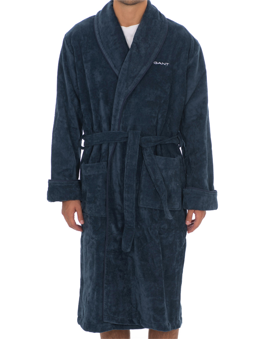 Herr | Pyjamas & Morgonrockar | GANT | Premium Velour Robe Evening Blue