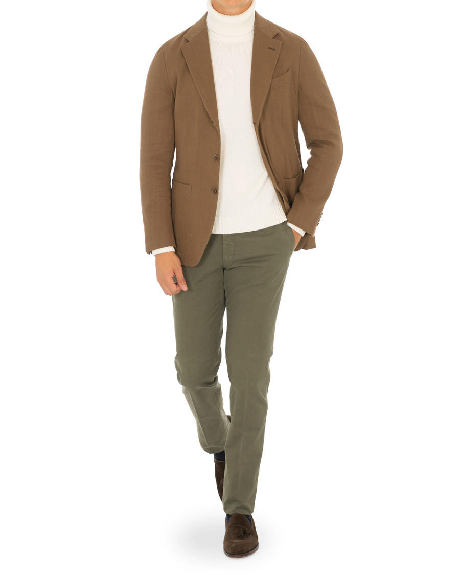 Herr | Byxor | Incotex | Slim Fit Comfort Chino Forest Green