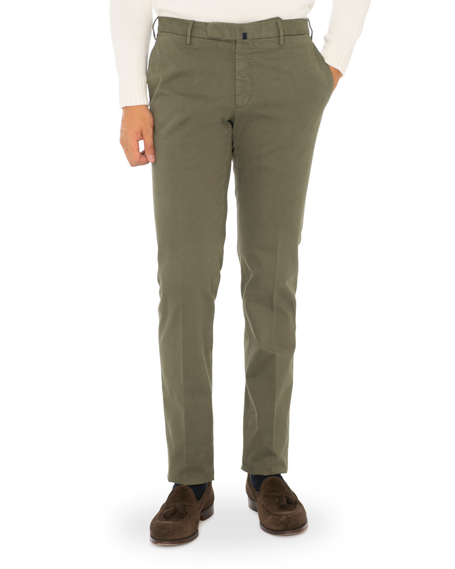 Herr | Byxor | Incotex | Slim Fit Comfort Chino Forest Green