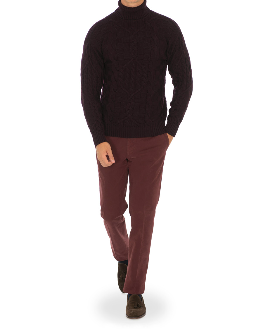 Herr | Byxor | Incotex | Slim Fit Comfort Chino Burgundy