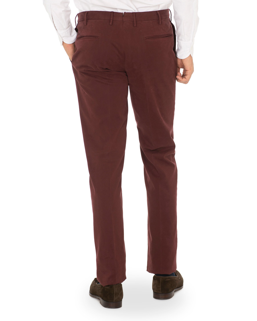 Herr | Byxor | Incotex | Slim Fit Comfort Chino Burgundy
