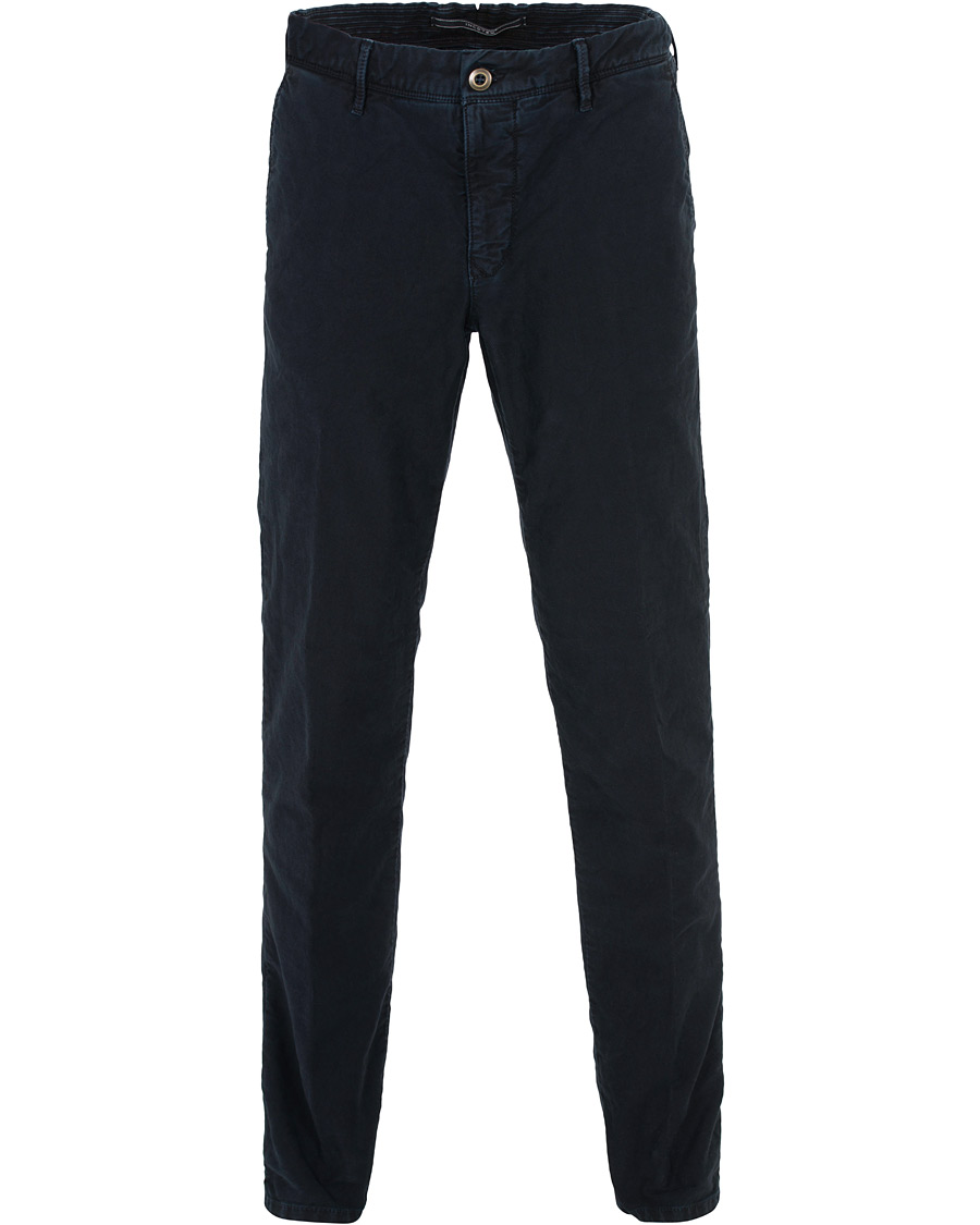 Herr | Byxor | Incotex | Regular Fit Garment Dyed Washed Slacks Navy