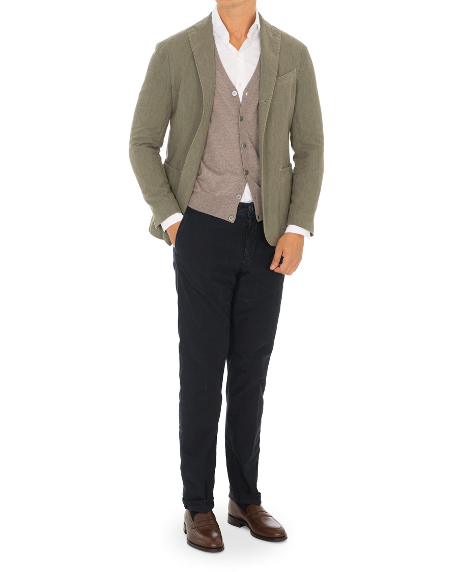 Herr | Byxor | Incotex | Regular Fit Garment Dyed Washed Slacks Navy