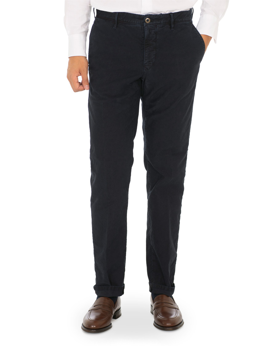 Herr | Byxor | Incotex | Regular Fit Garment Dyed Washed Slacks Navy