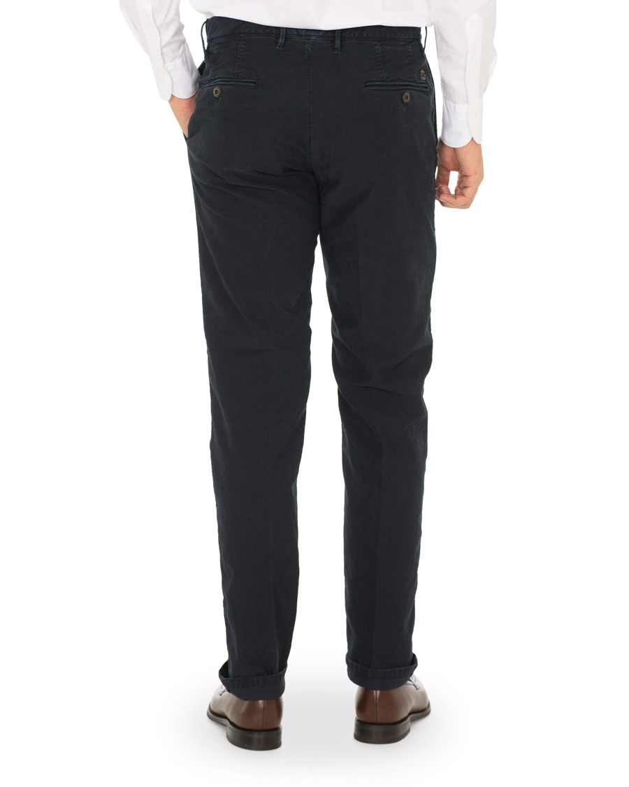 Herr | Byxor | Incotex | Regular Fit Garment Dyed Washed Slacks Navy