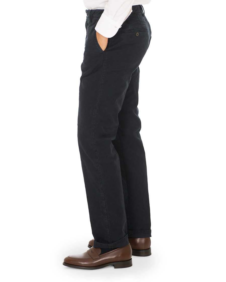 Herr | Byxor | Incotex | Regular Fit Garment Dyed Washed Slacks Navy