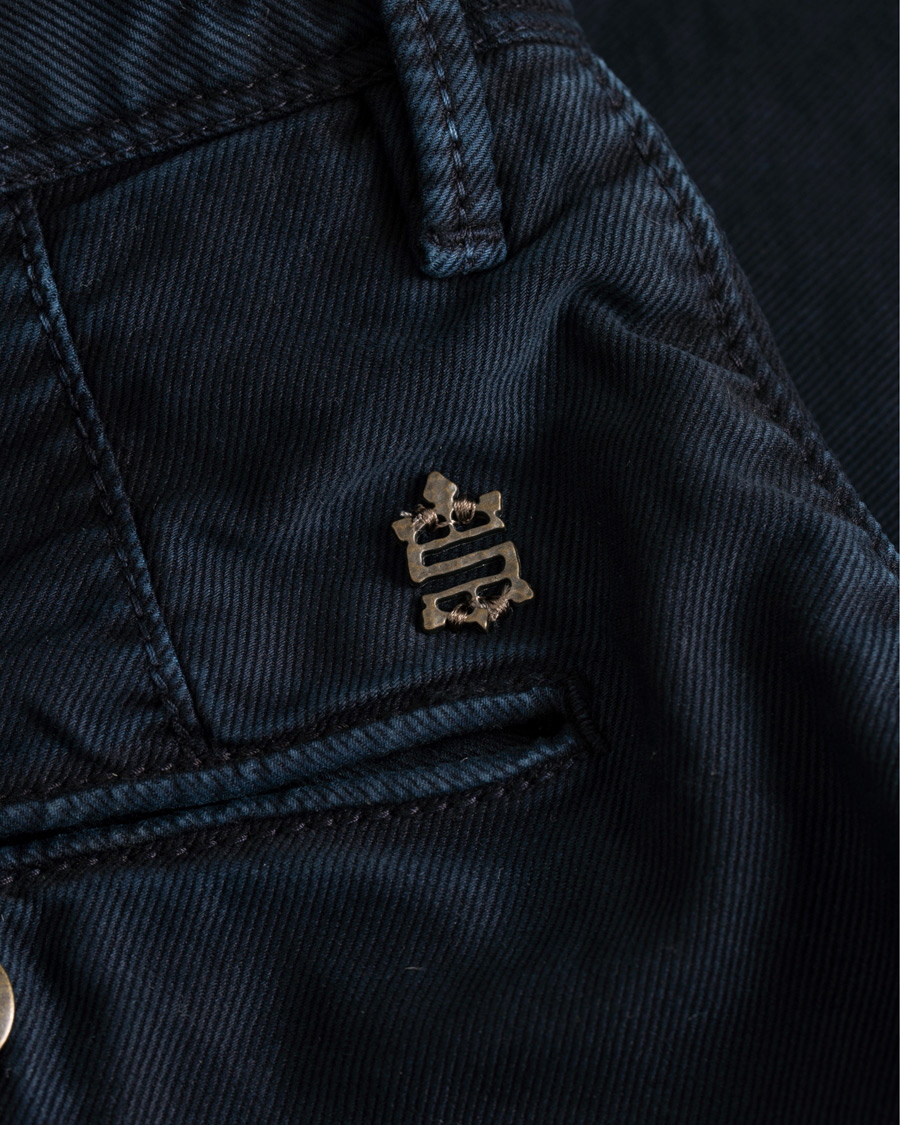 Herr | Byxor | Incotex | Regular Fit Garment Dyed Washed Slacks Navy