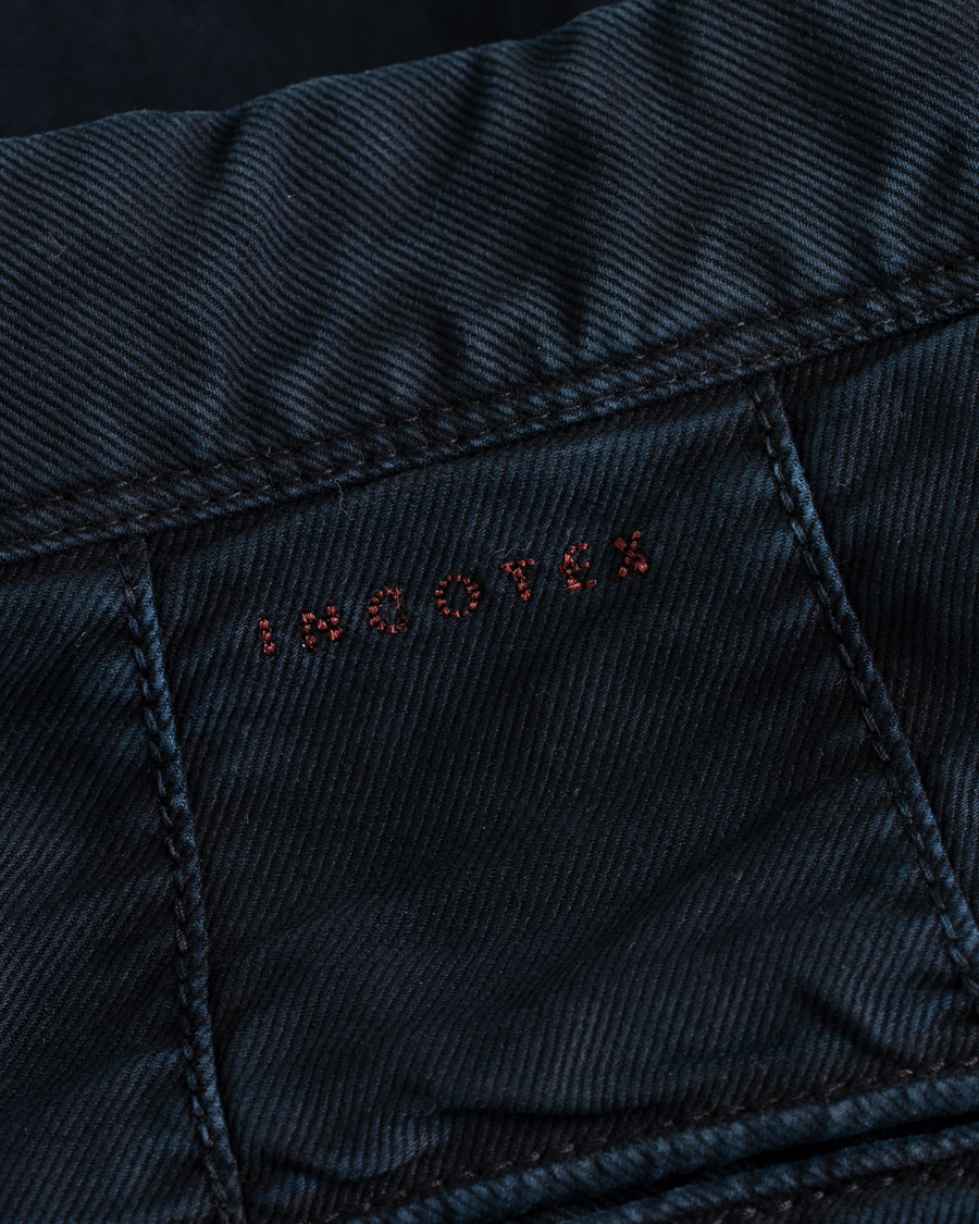 Herr | Byxor | Incotex | Regular Fit Garment Dyed Washed Slacks Navy