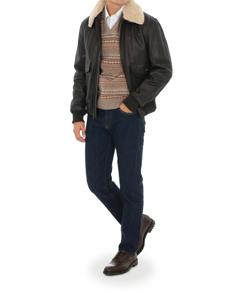 Herr | Jackor | Brooks Brothers | Aviator Shearling Bomber Jacket Vintage Brown