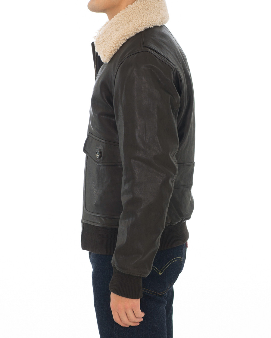 Herr | Jackor | Brooks Brothers | Aviator Shearling Bomber Jacket Vintage Brown