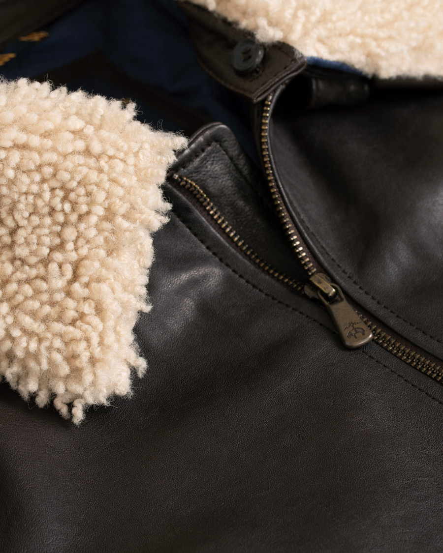 Herr | Jackor | Brooks Brothers | Aviator Shearling Bomber Jacket Vintage Brown
