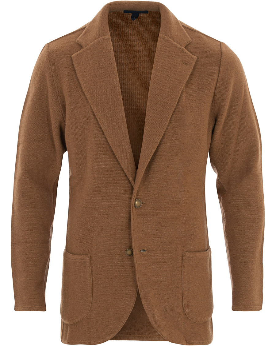 Herr | Kavajer | Lardini | Knitted Wool Blazer Brown