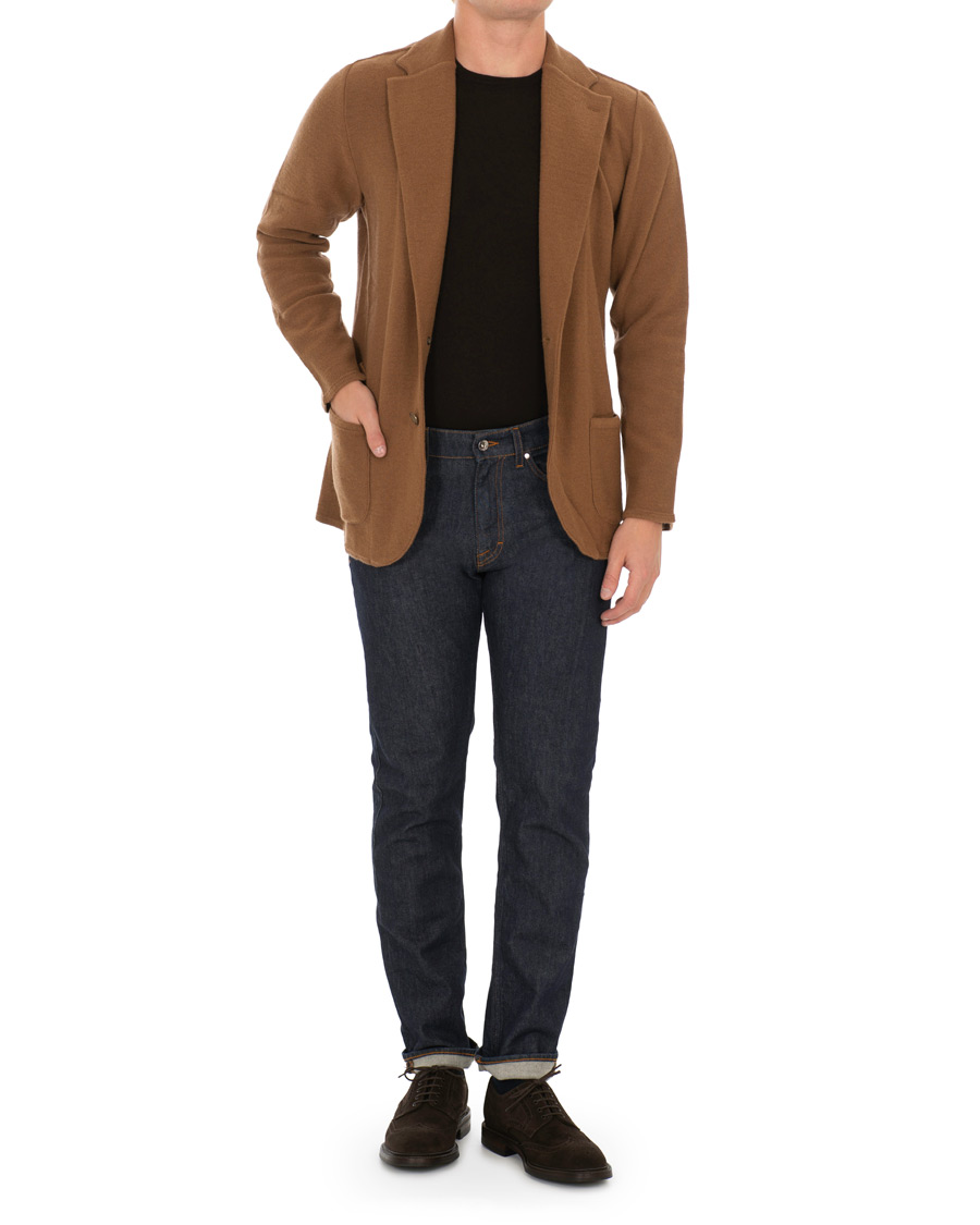 Herr | Kavajer | Lardini | Knitted Wool Blazer Brown