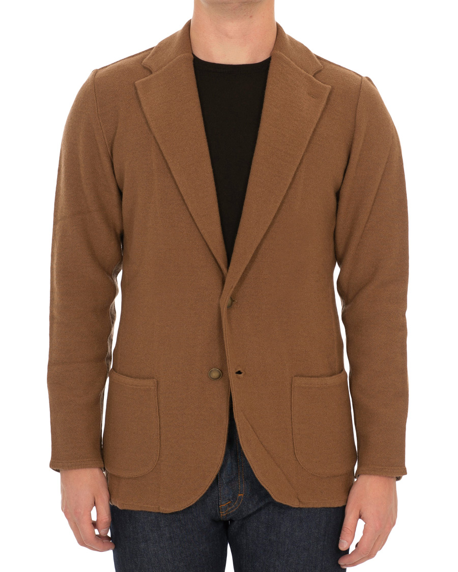 Herr | Kavajer | Lardini | Knitted Wool Blazer Brown