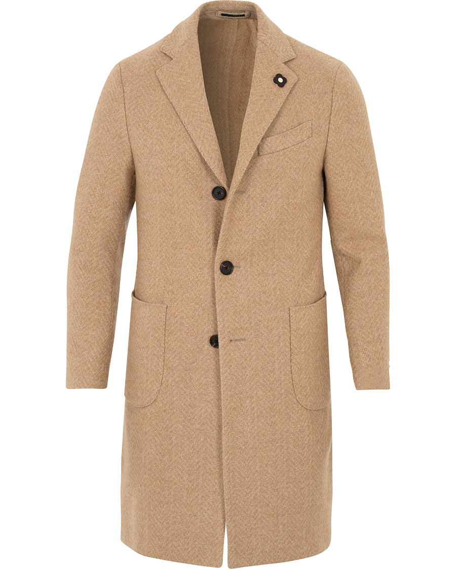 Herr | Jackor | Lardini | Three Roll-Two Patch Pocket Wool Coat Beige