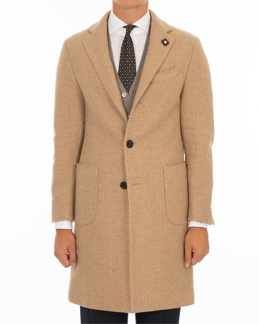 Herr | Jackor | Lardini | Three Roll-Two Patch Pocket Wool Coat Beige