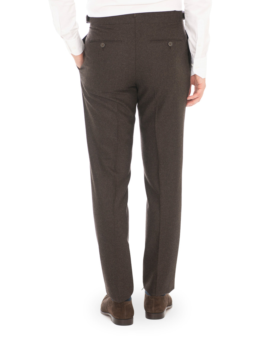 Herr | Byxor | Lardini | Two Pleat Zip Side Buckle Flanell Trousers Brown