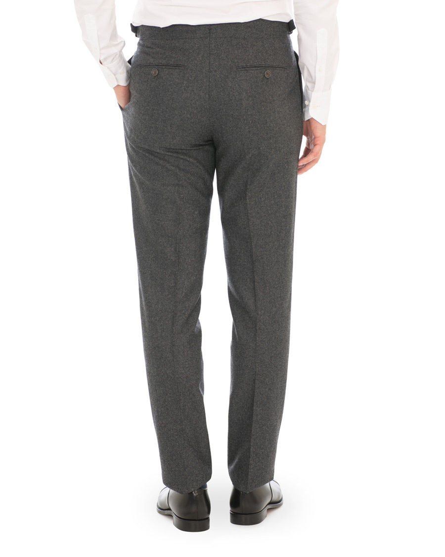 Herr | Byxor | Lardini | Two Pleat Zip Side Buckle Flanell Trousers Grey