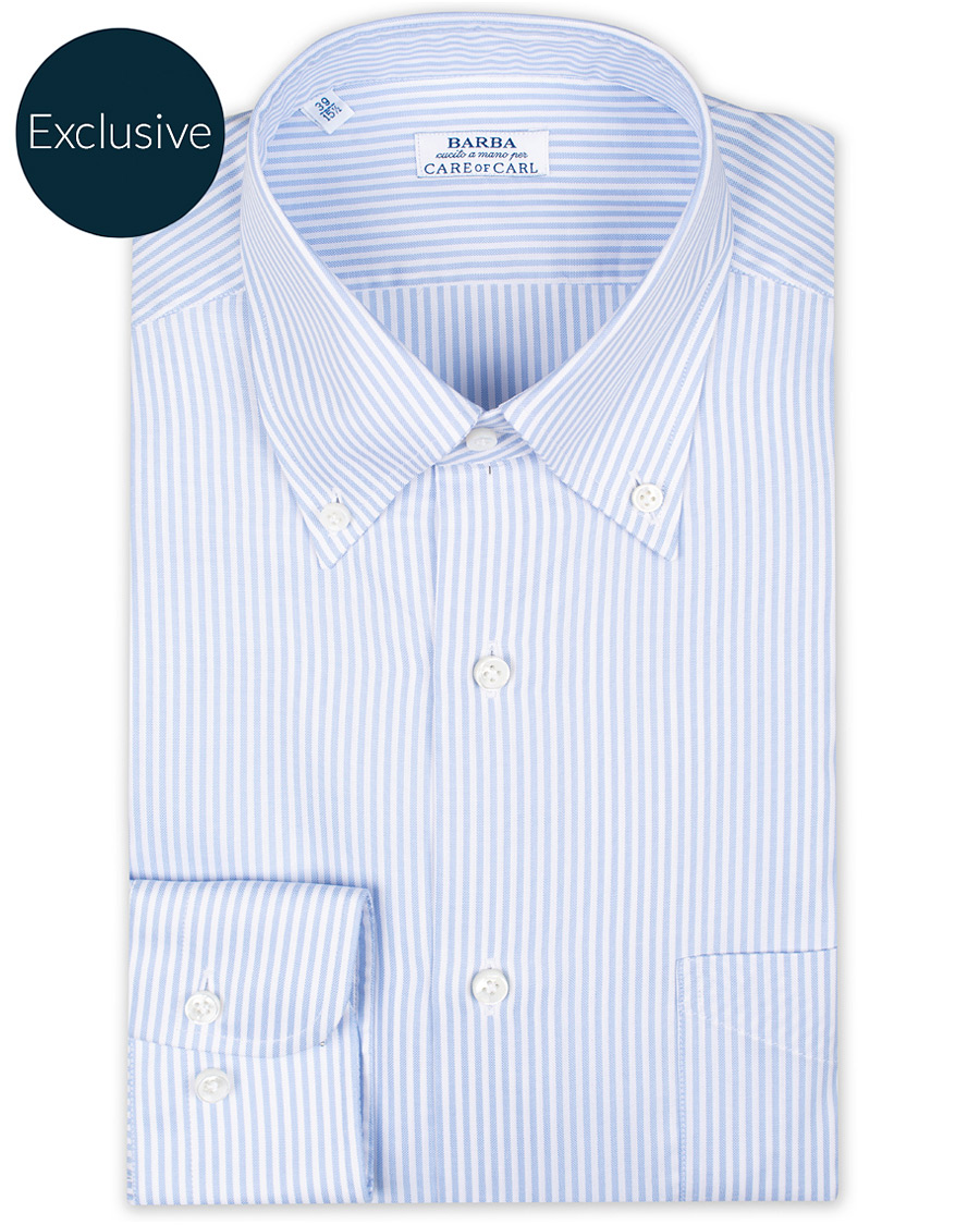 Herr | Skjortor | Barba Napoli | Slim Fit Oxford Button Down Shirt Blue Striped