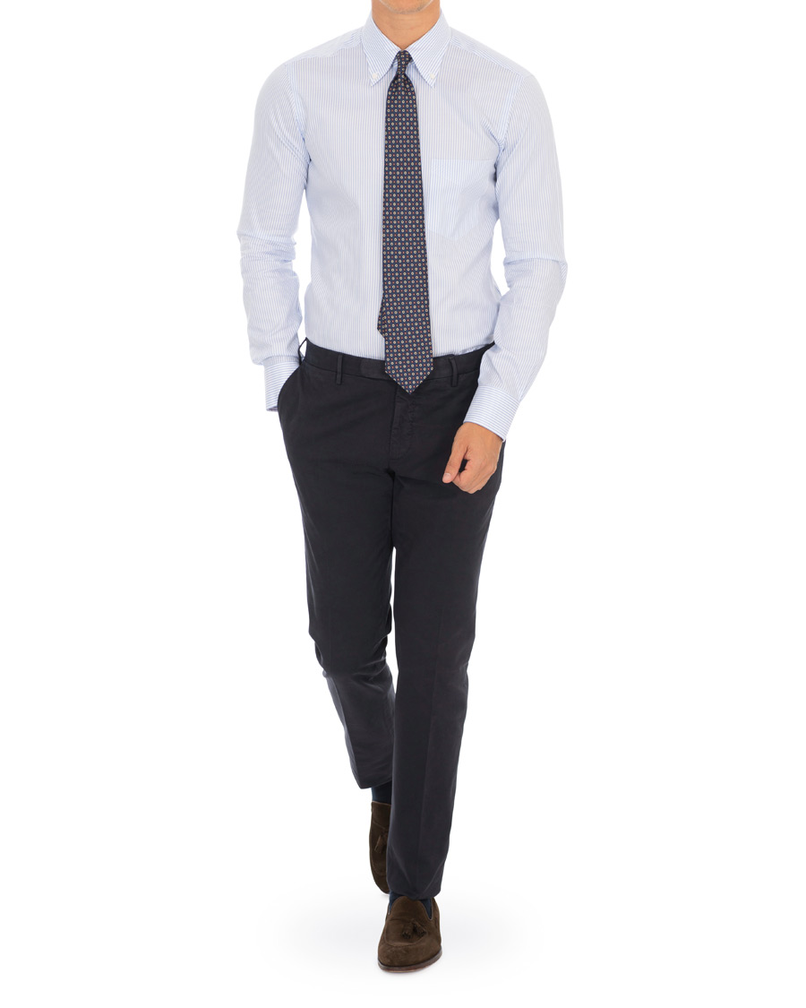 Herr | Skjortor | Barba Napoli | Slim Fit Oxford Button Down Shirt Blue Striped