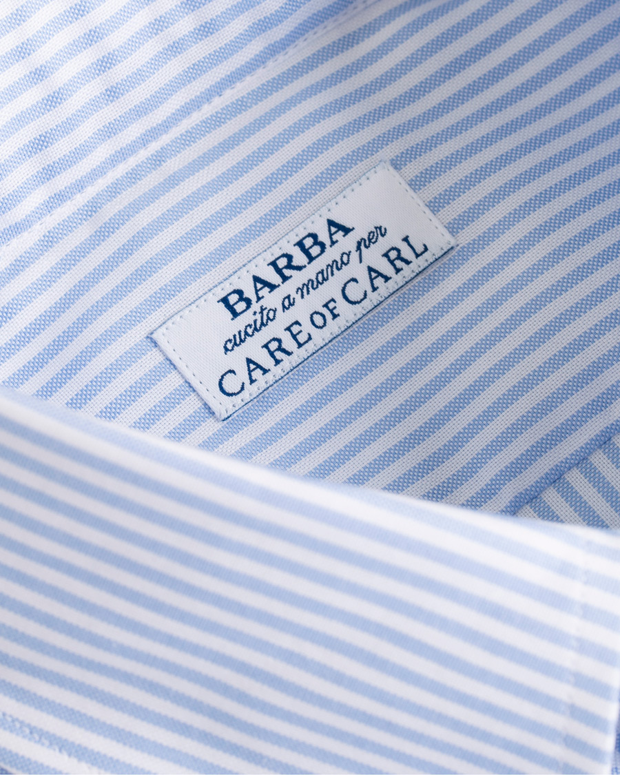 Herr | Skjortor | Barba Napoli | Slim Fit Oxford Button Down Shirt Blue Striped