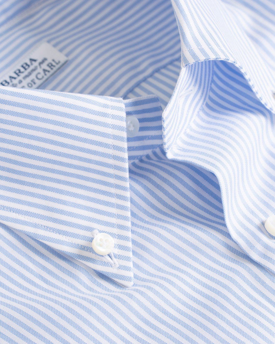 Herr | Skjortor | Barba Napoli | Slim Fit Oxford Button Down Shirt Blue Striped