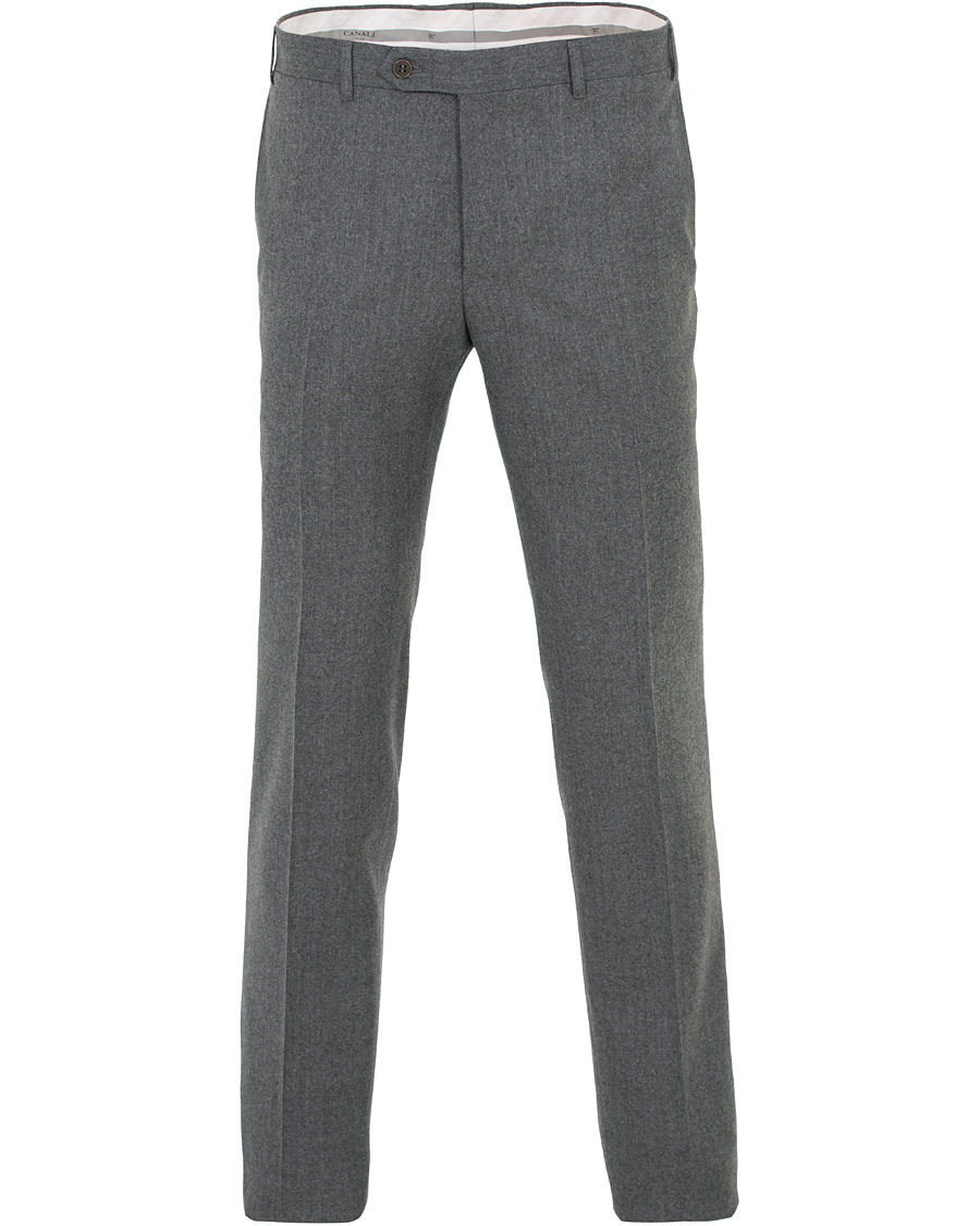 Herr | Byxor | Canali | Capri Slim Fit Flannel Trousers Grey Melange