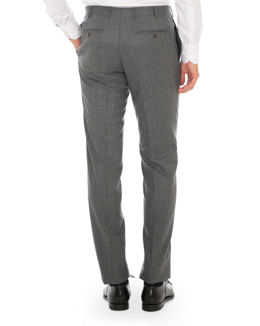 Herr | Byxor | Canali | Capri Slim Fit Flannel Trousers Grey Melange