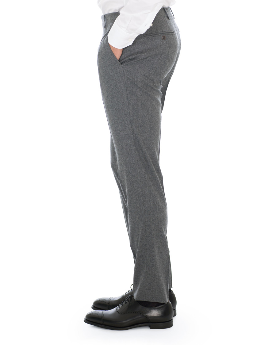 Herr | Byxor | Canali | Capri Slim Fit Flannel Trousers Grey Melange
