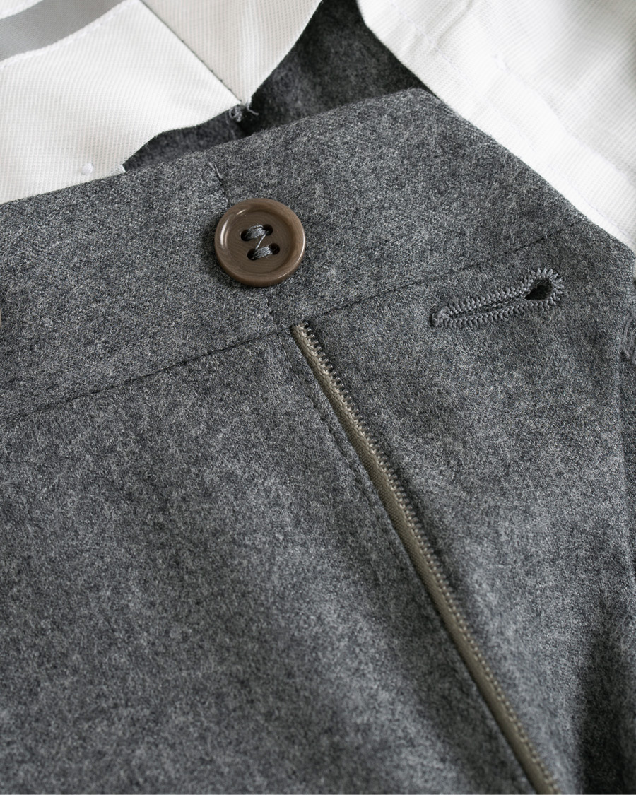 Herr | Byxor | Canali | Capri Slim Fit Flannel Trousers Grey Melange