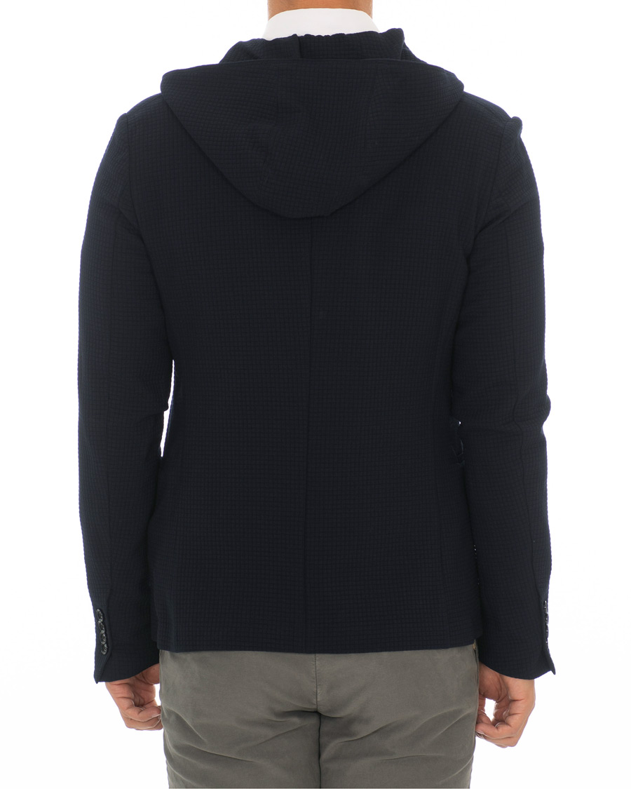 Herr | Kavajer | Emporio Armani | Structured Knitted Blazer Hoodie Navy