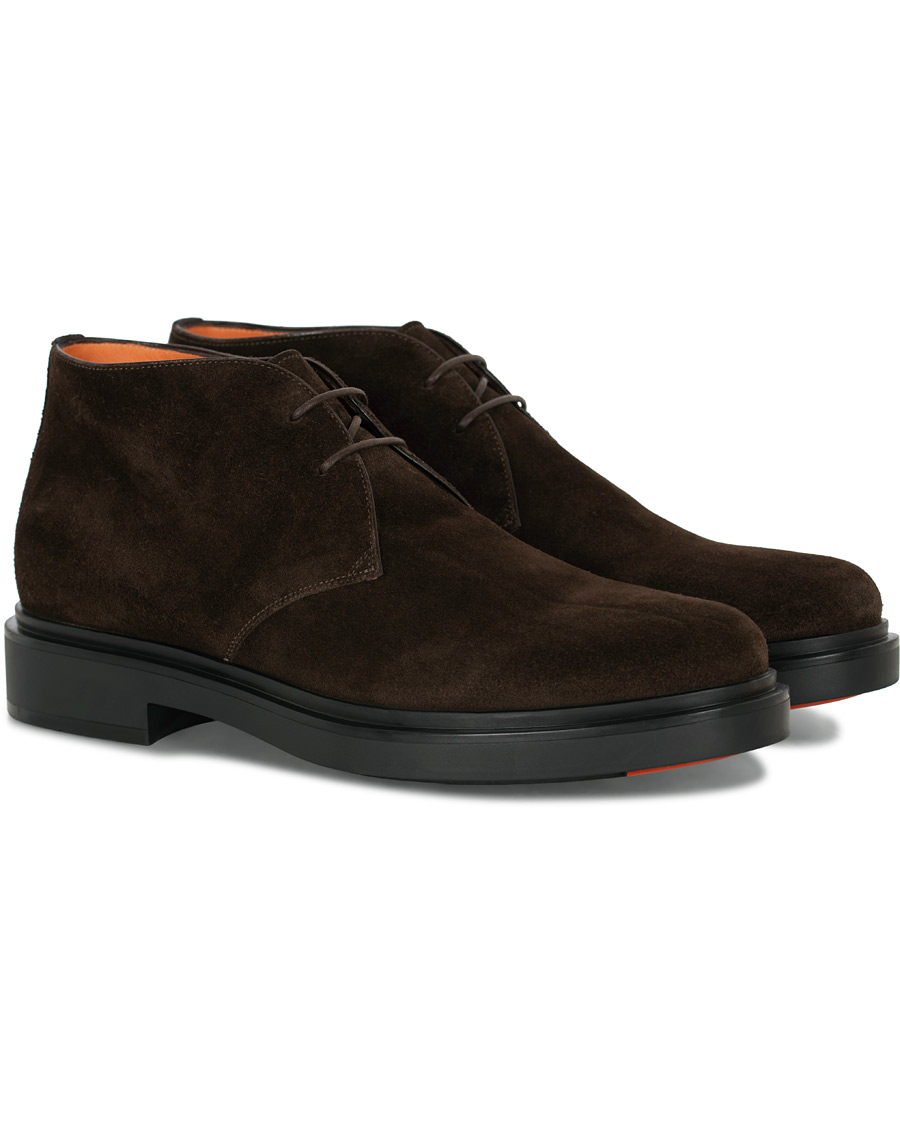 Herr | Santoni Wembley Chukka Boot Dark Brown Suede | Santoni | Wembley Chukka Boot Dark Brown Suede
