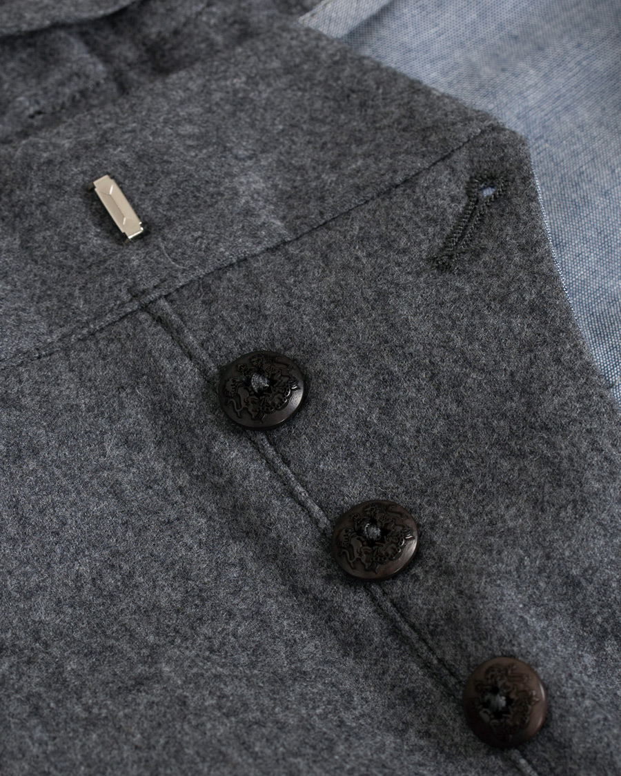 Herr | Byxor | The Gigi | Tonga Stretch Flannel Pleated Trousers Grey