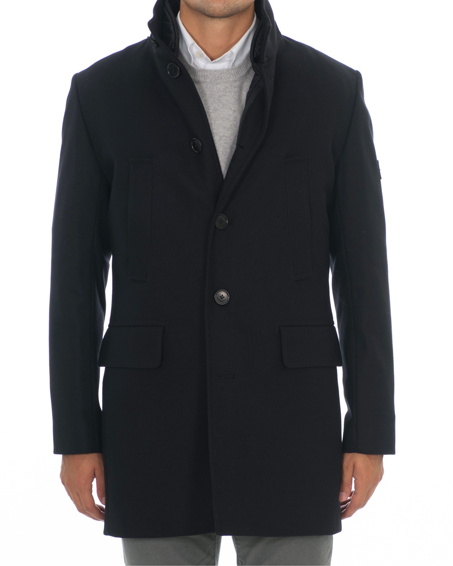 Herr | Jackor | J.Lindeberg | Kali Compact Melton Stand Up Collar Coat Black