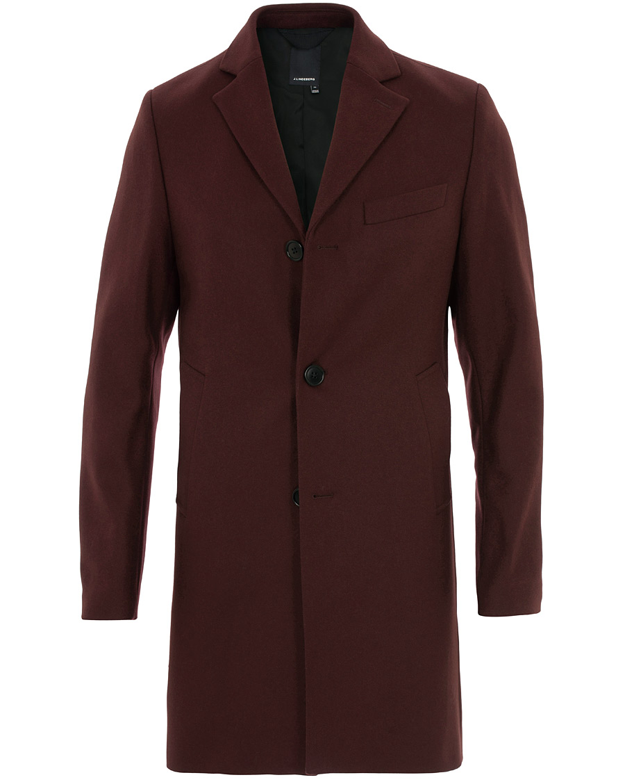 Herr | Jackor | J.Lindeberg | Wolger Compact Melton Coat Wine Red